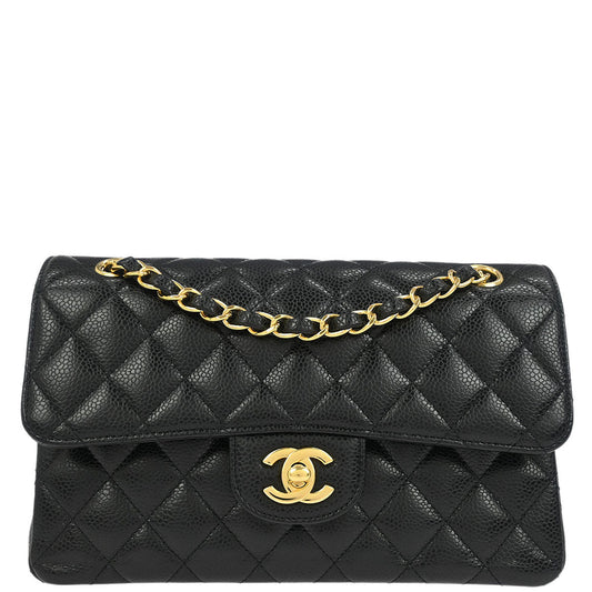 Chanel Black Caviar Small Classic Double Flap Shoulder Bag