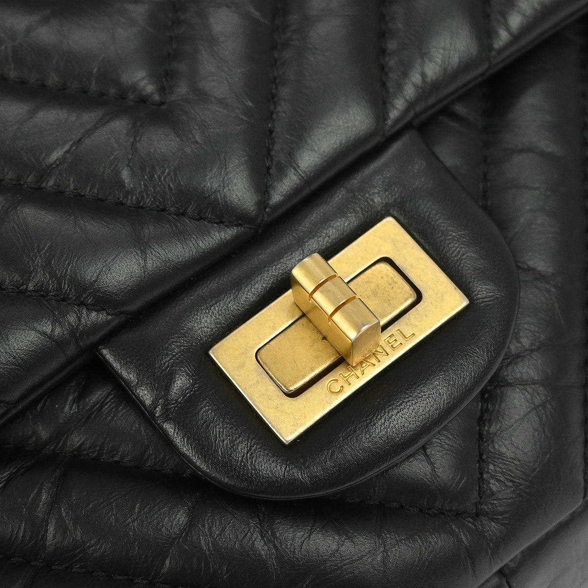 Chanel Black Calfskin Chevron Classic Double Flap Shoulder Bag