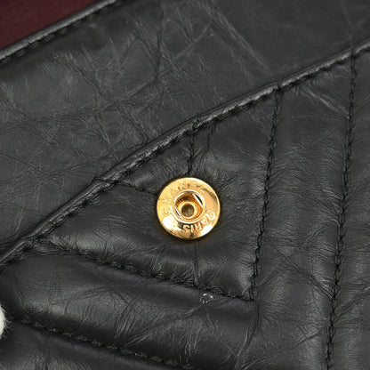 Chanel Black Calfskin Chevron Classic Double Flap Shoulder Bag