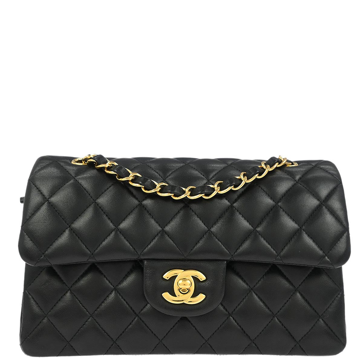 Chanel Black Lambskin Small Classic Double Flap Shoulder Bag