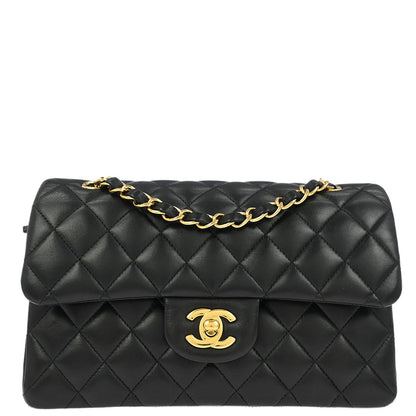 Chanel Black Lambskin Small Classic Double Flap Shoulder Bag