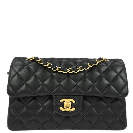 Chanel Black Lambskin Small Classic Double Flap Shoulder Bag