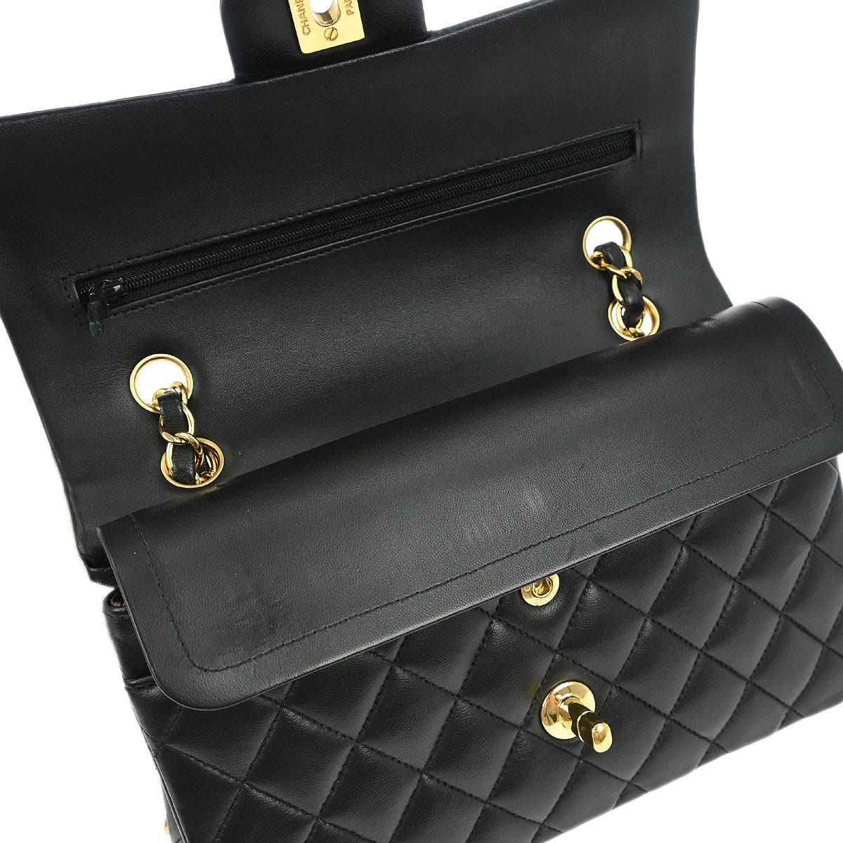 Chanel Black Lambskin Small Classic Double Flap Shoulder Bag