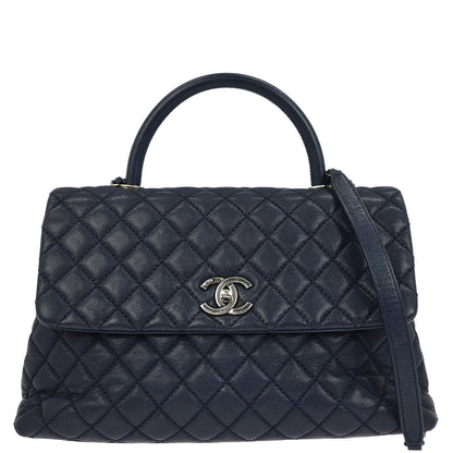 Chanel Navy Caviar Coco Handle 2way Shoulder Handbag