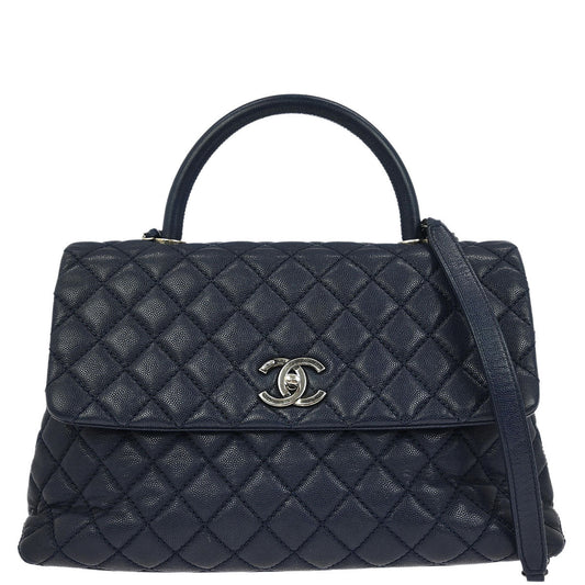 Chanel Navy Caviar Coco Handle 2way Shoulder Handbag