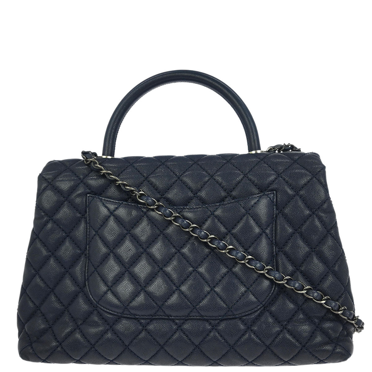 Chanel Navy Caviar Coco Handle 2way Shoulder Handbag