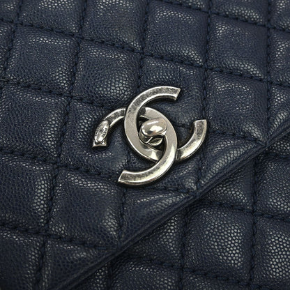 Chanel Navy Caviar Coco Handle 2way Shoulder Handbag