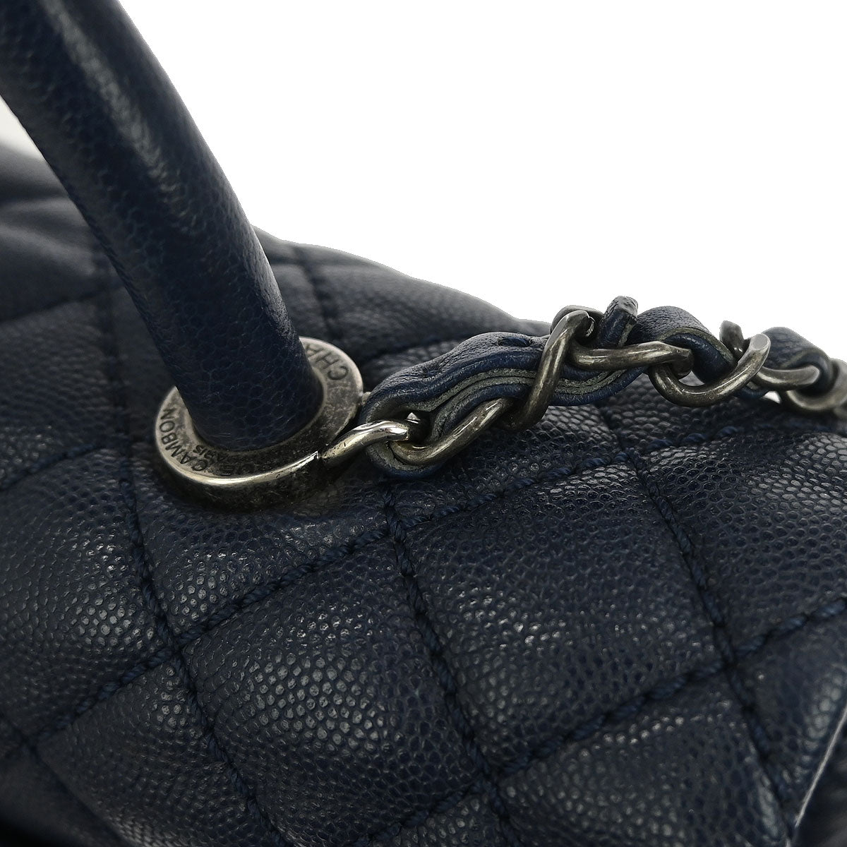 Chanel Navy Caviar Coco Handle 2way Shoulder Handbag