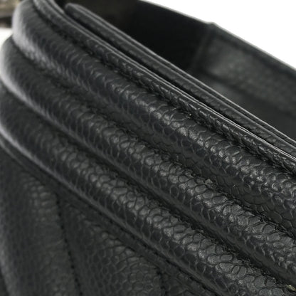 Boy Chanel Black Caviar Chevron Small Chain Shoulder Bag