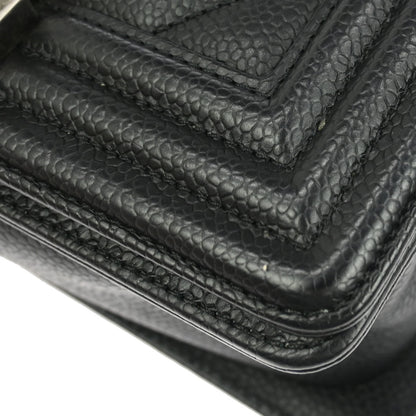 Boy Chanel Black Caviar Chevron Small Chain Shoulder Bag