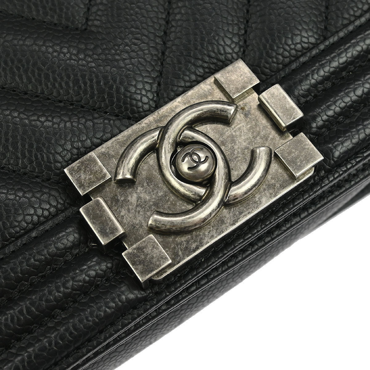 Boy Chanel Black Caviar Chevron Small Chain Shoulder Bag