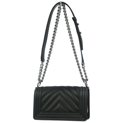 Boy Chanel Black Caviar Chevron Small Chain Shoulder Bag