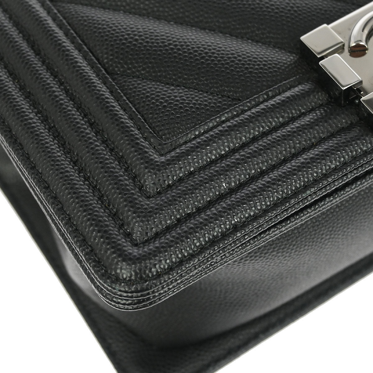 Boy Chanel Black Caviar Chevron Small Chain Shoulder Bag