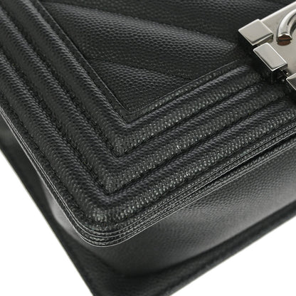 Boy Chanel Black Caviar Chevron Small Chain Shoulder Bag