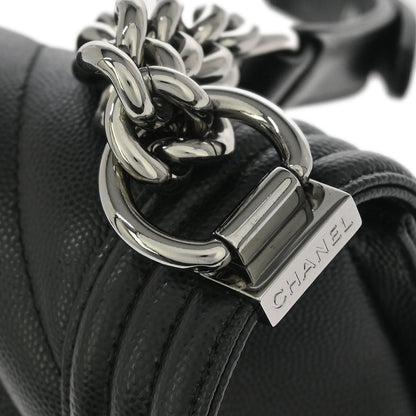 Boy Chanel Black Caviar Chevron Small Chain Shoulder Bag