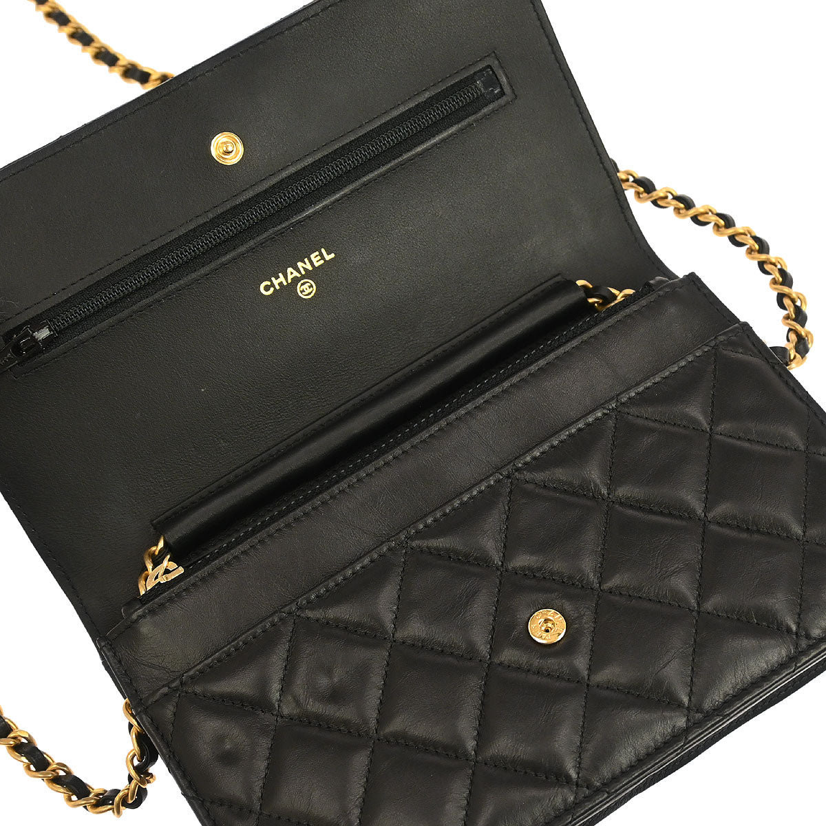 Chanel Black Calfskin Mademoiselle Lock Icon WOC Wallet on Chain