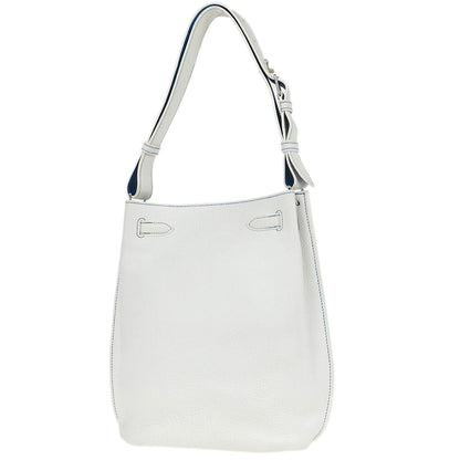 Hermes White Mykonos Taurillon Clemence So Kelly 22 Shoulder Bag