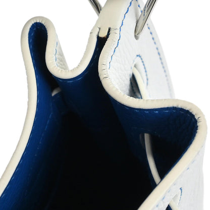 Hermes White Mykonos Taurillon Clemence So Kelly 22 Shoulder Bag