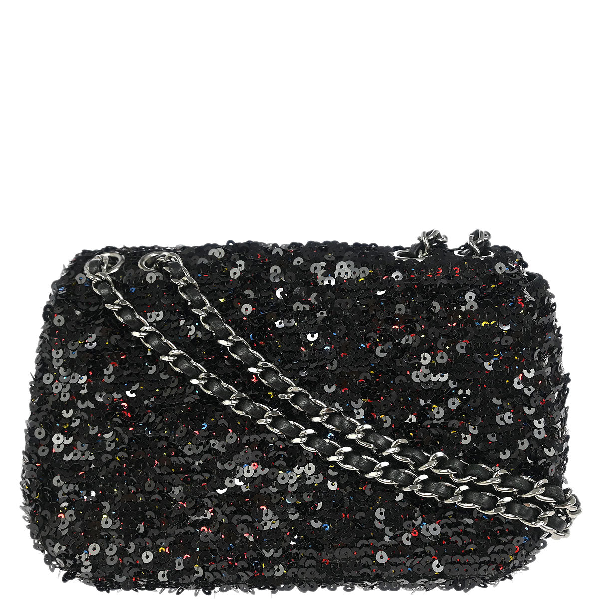Chanel Black Sequins Single Flap Shoulder Bag