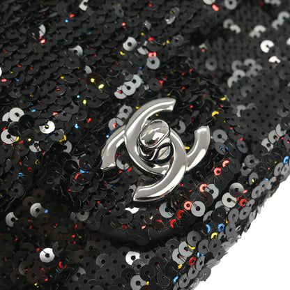 Chanel Black Sequins Single Flap Shoulder Bag