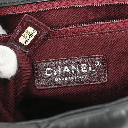 Chanel Black Tweed Calfskin Airlines Top Handle Flap Bag