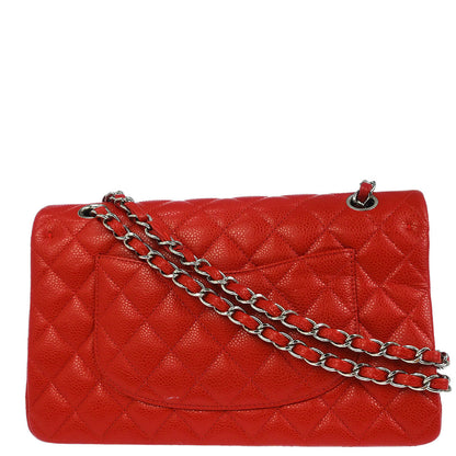 Chanel Red Calfskin Medium Classic Double Flap Shoulder Bag