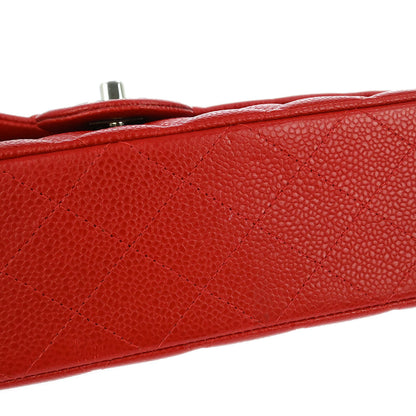 Chanel Red Calfskin Medium Classic Double Flap Shoulder Bag