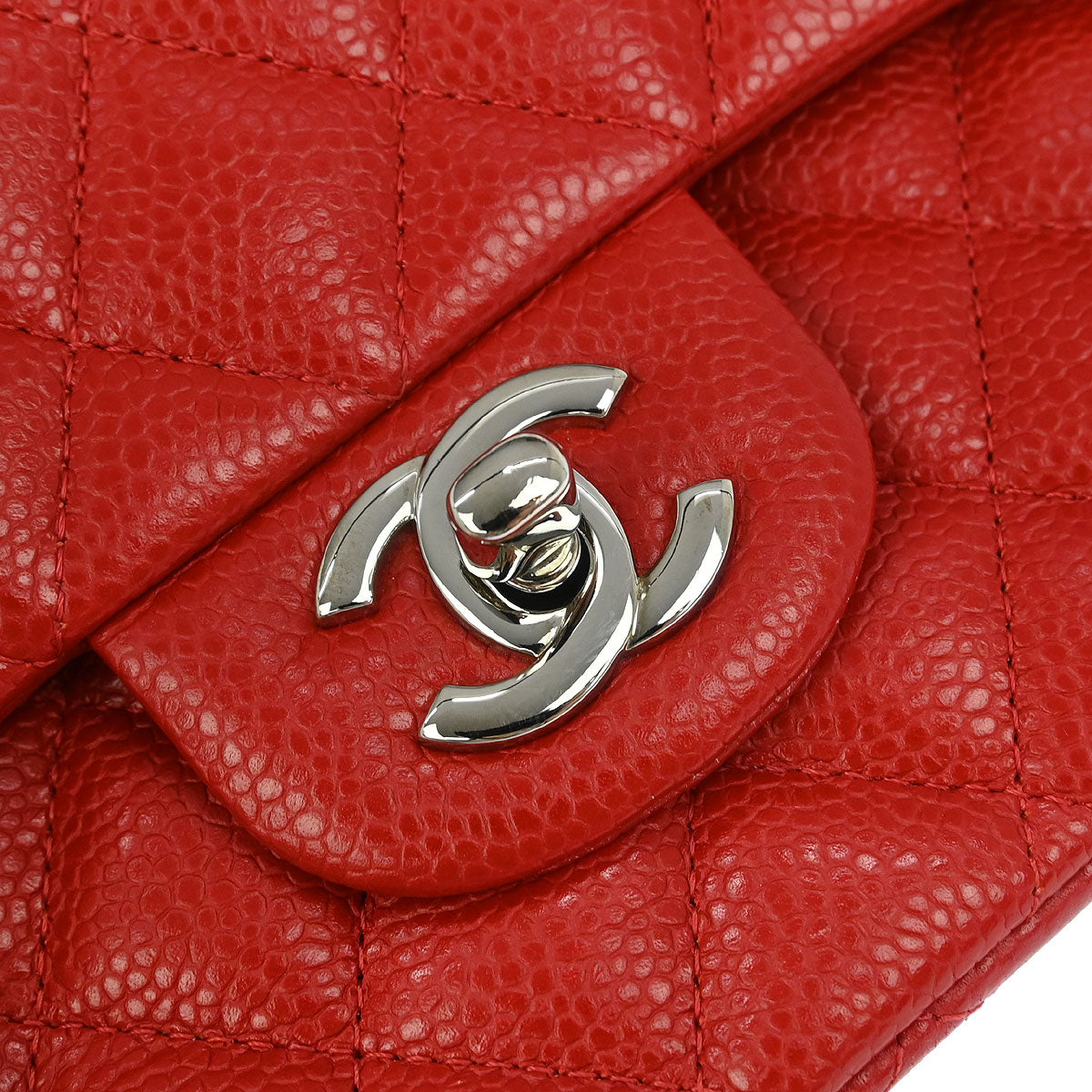 Chanel Red Calfskin Medium Classic Double Flap Shoulder Bag