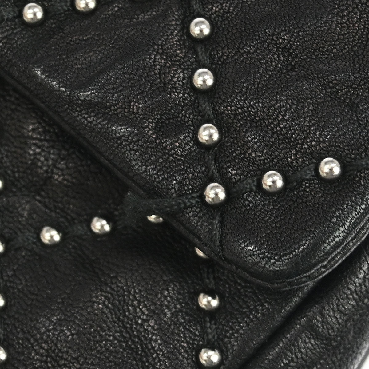 Chanel Black Calfskin Studded Single Flap Shoulder Bag