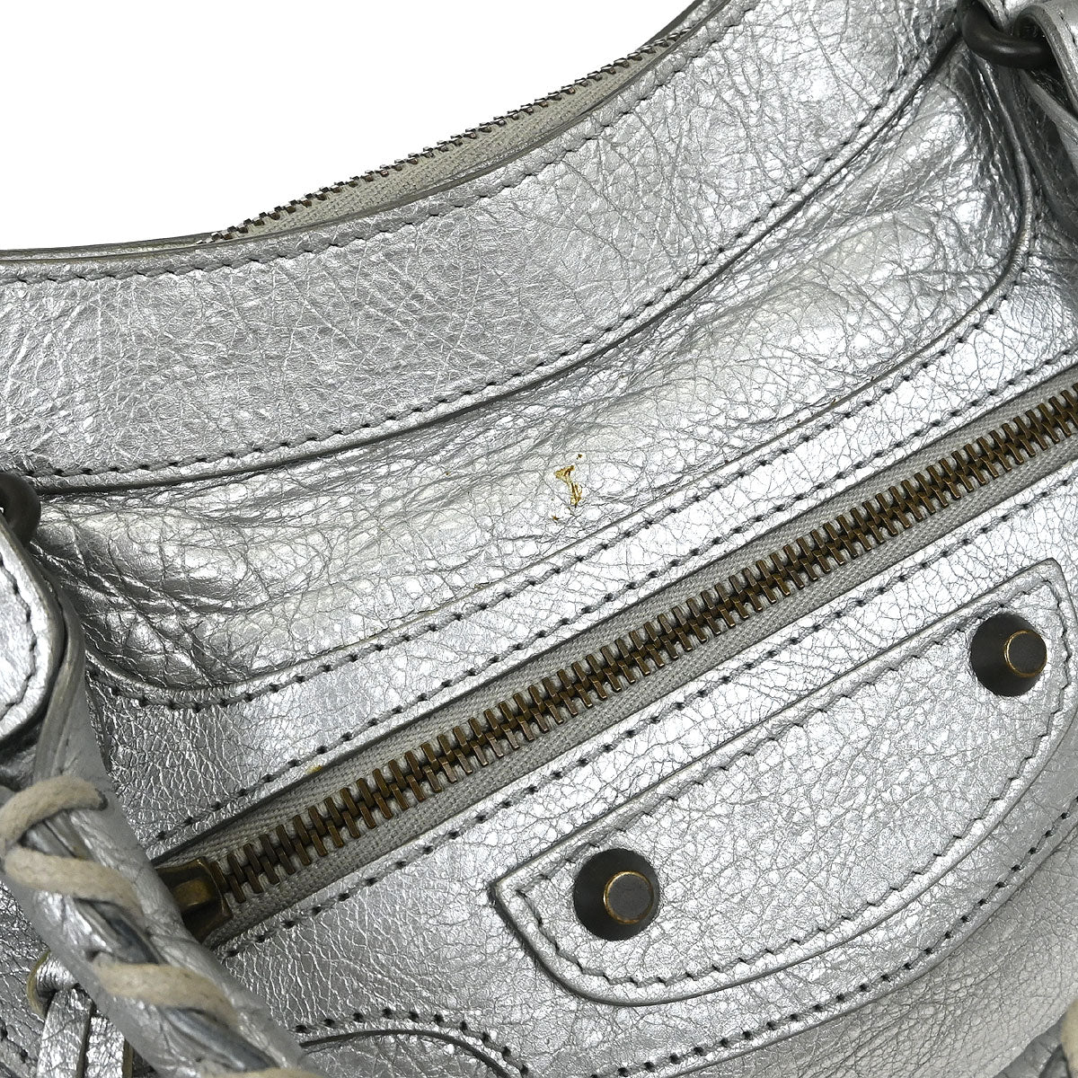 Balenciaga Silver Lambskin The First 2way Shoulder Handbag