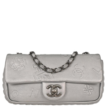 Chanel Silver Calfskin Icon Shoulder Bag
