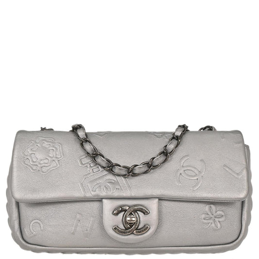 Chanel Silver Calfskin Icon Shoulder Bag
