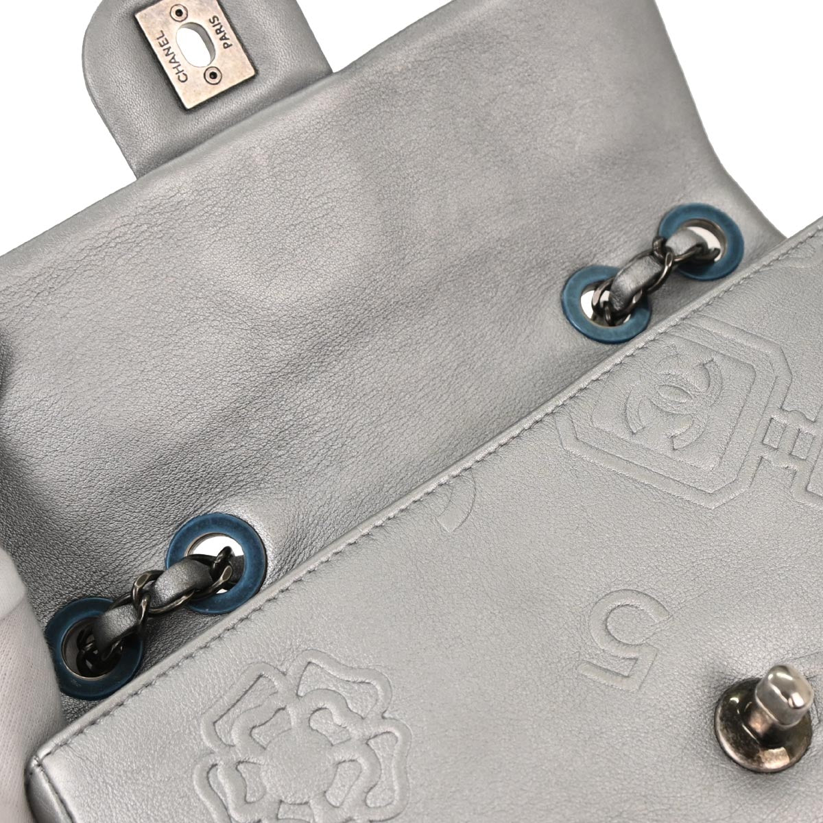 Chanel Silver Calfskin Icon Shoulder Bag