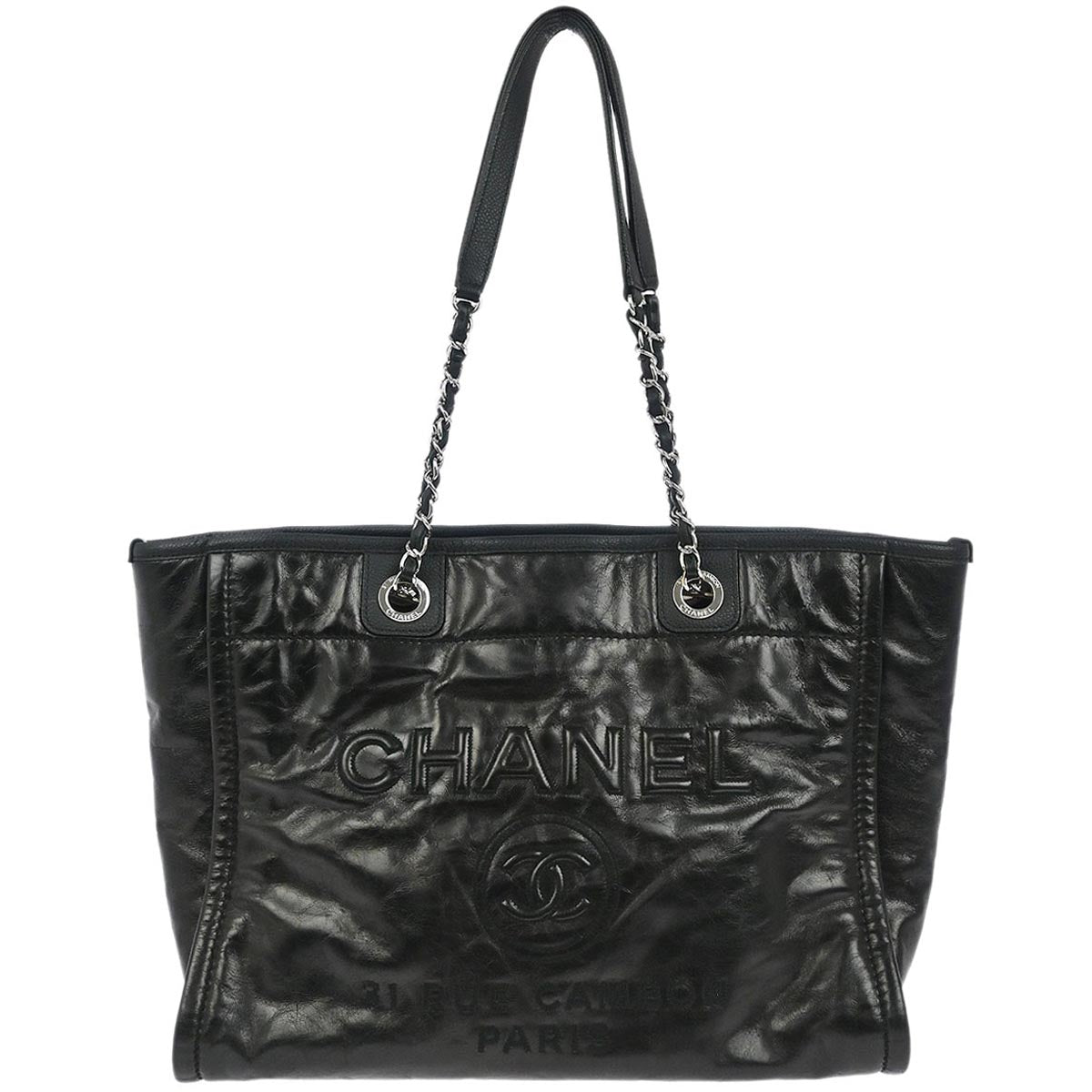 Chanel Black Calfskin Small Deauville Tote Bag
