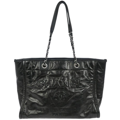 Chanel Black Calfskin Small Deauville Tote Bag