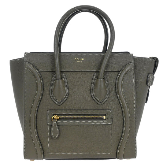 Celine Gray Leather Micro Luggage Tote Bag