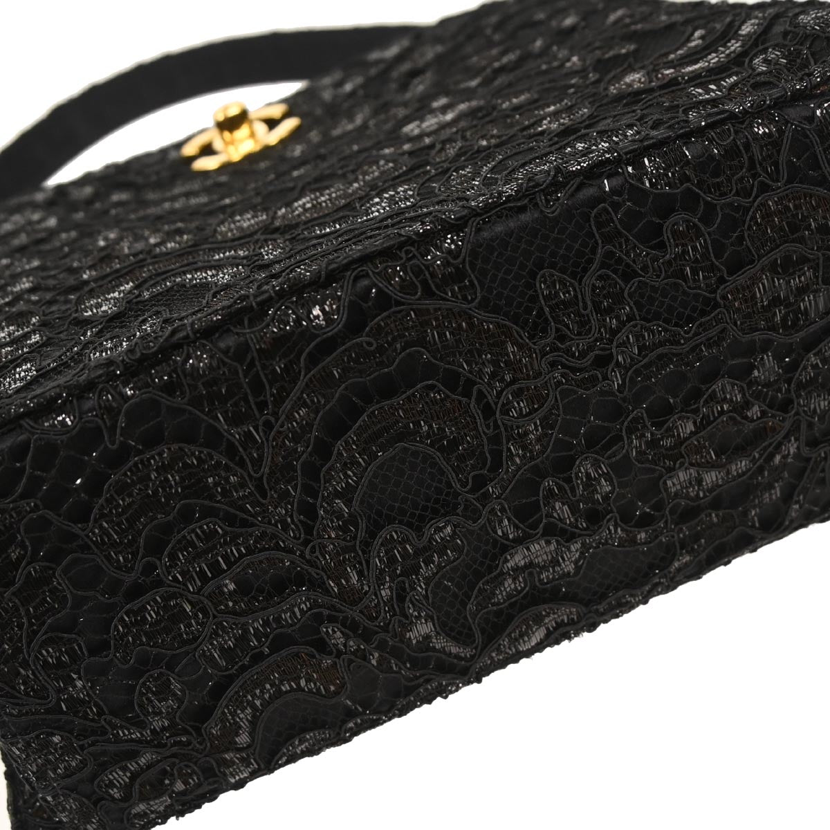 Chanel Black Satin Lace Handbag