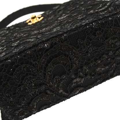 Chanel Black Satin Lace Handbag