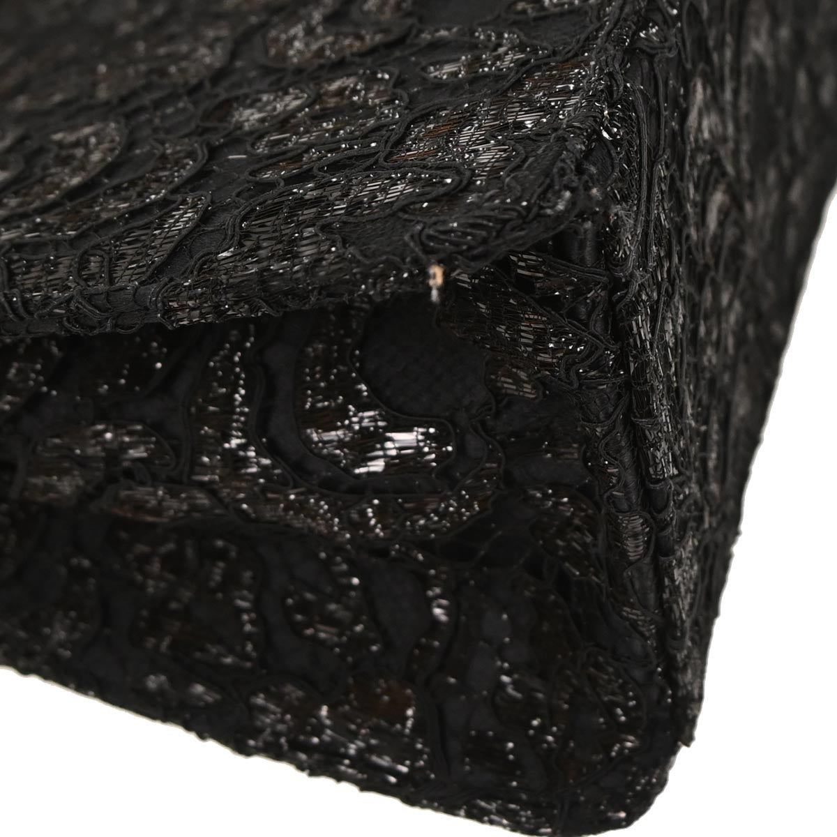 Chanel Black Satin Lace Handbag