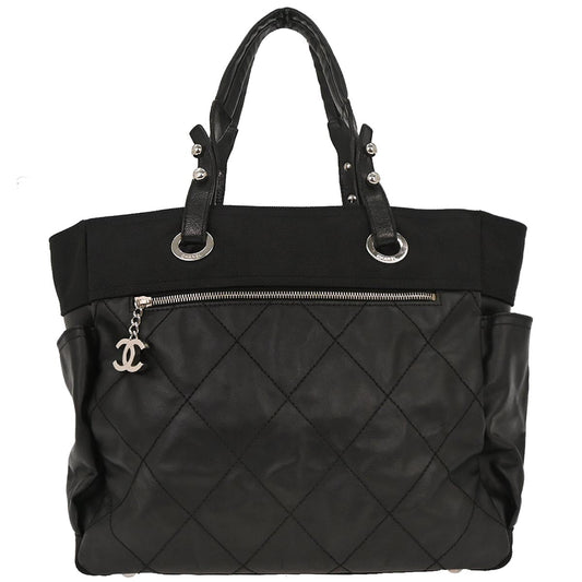 Chanel Black Leather Paris-Biarritz Tote Handbag