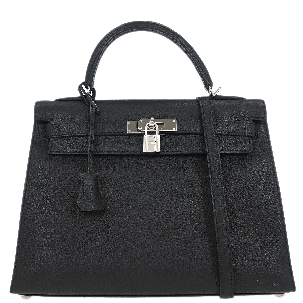 Hermes Fjord Black Kelly 32 Sellier 2way Shoulder Handbag