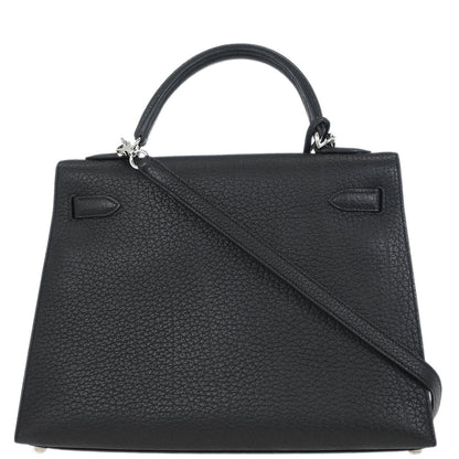 Hermes Fjord Black Kelly 32 Sellier 2way Shoulder Handbag