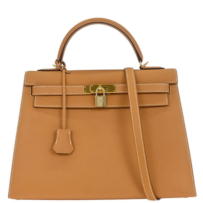 Hermes Natural Epsom Kelly 32 Sellier 2way Shoulder Handbag