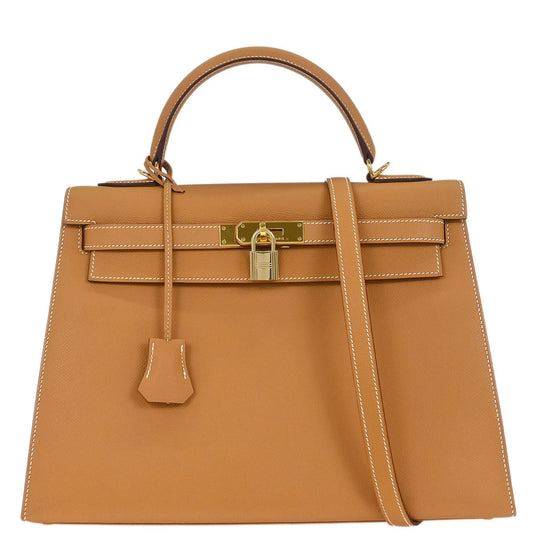 Hermes Natural Epsom Kelly 32 Sellier 2way Shoulder Handbag