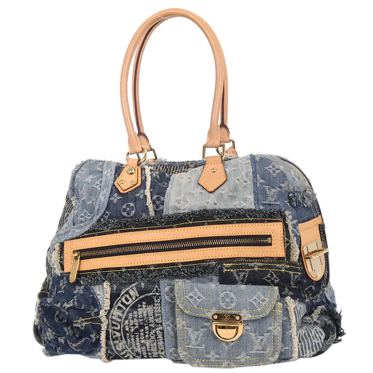 Louis Vuitton Blue Monogram Denim Patchwork Bowly Handbag M95376
