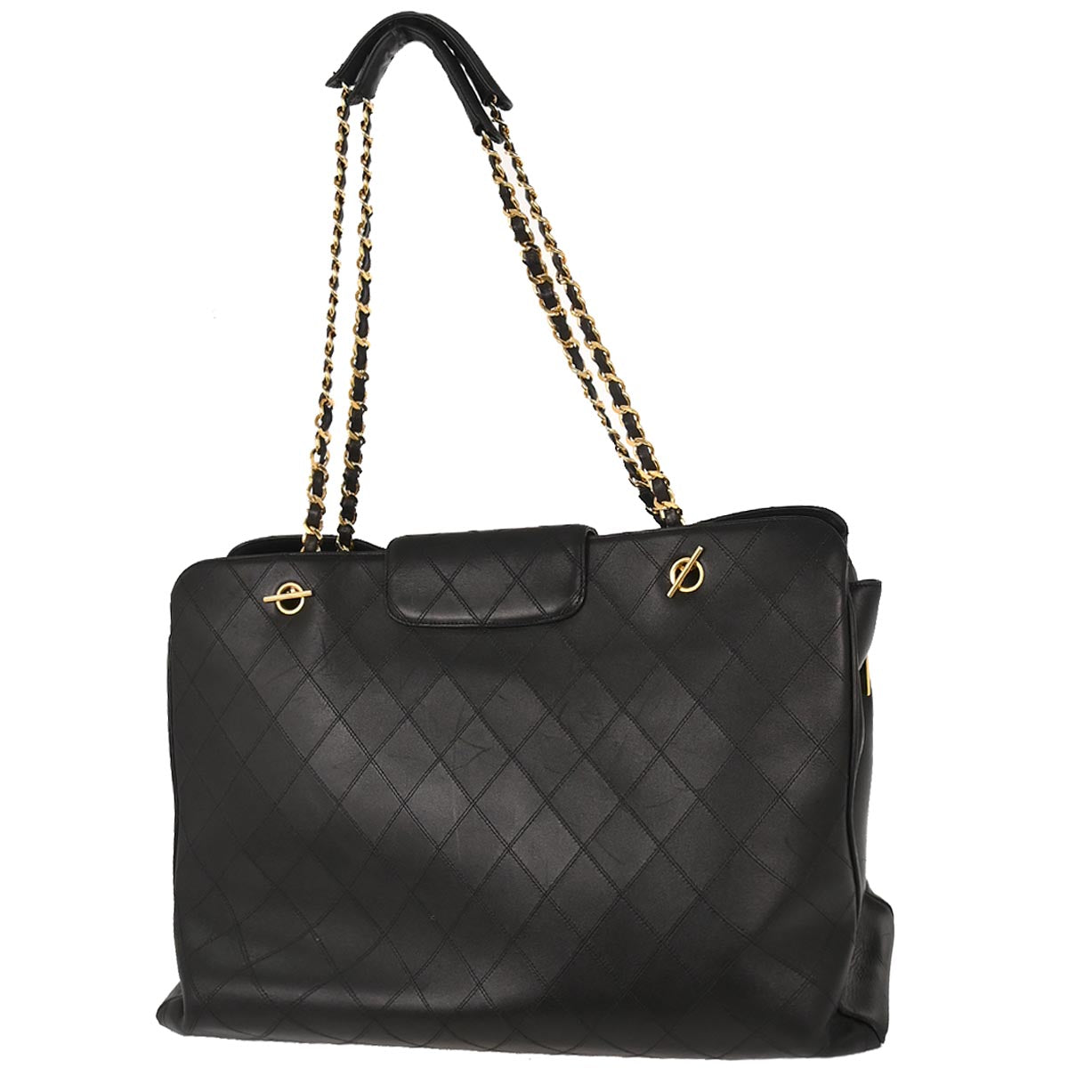 Chanel 1994-1996 Black Lambskin Supermodel Tote Shoulder Bag