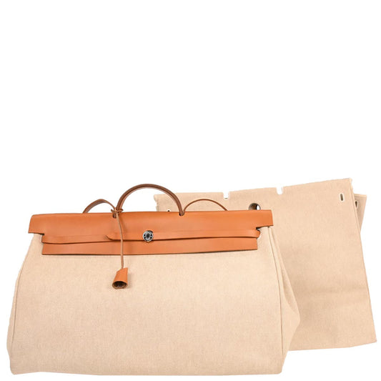 Hermes Beige Toile H Herbag GM 2 in 1 Handbag