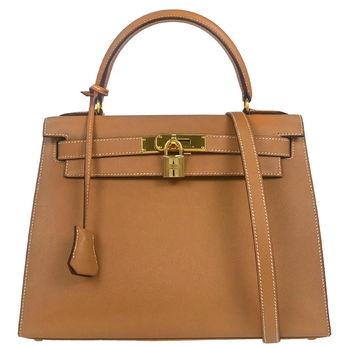 Hermes Natural Courchevel Kelly 28 Sellier 2way Shoulder Handbag