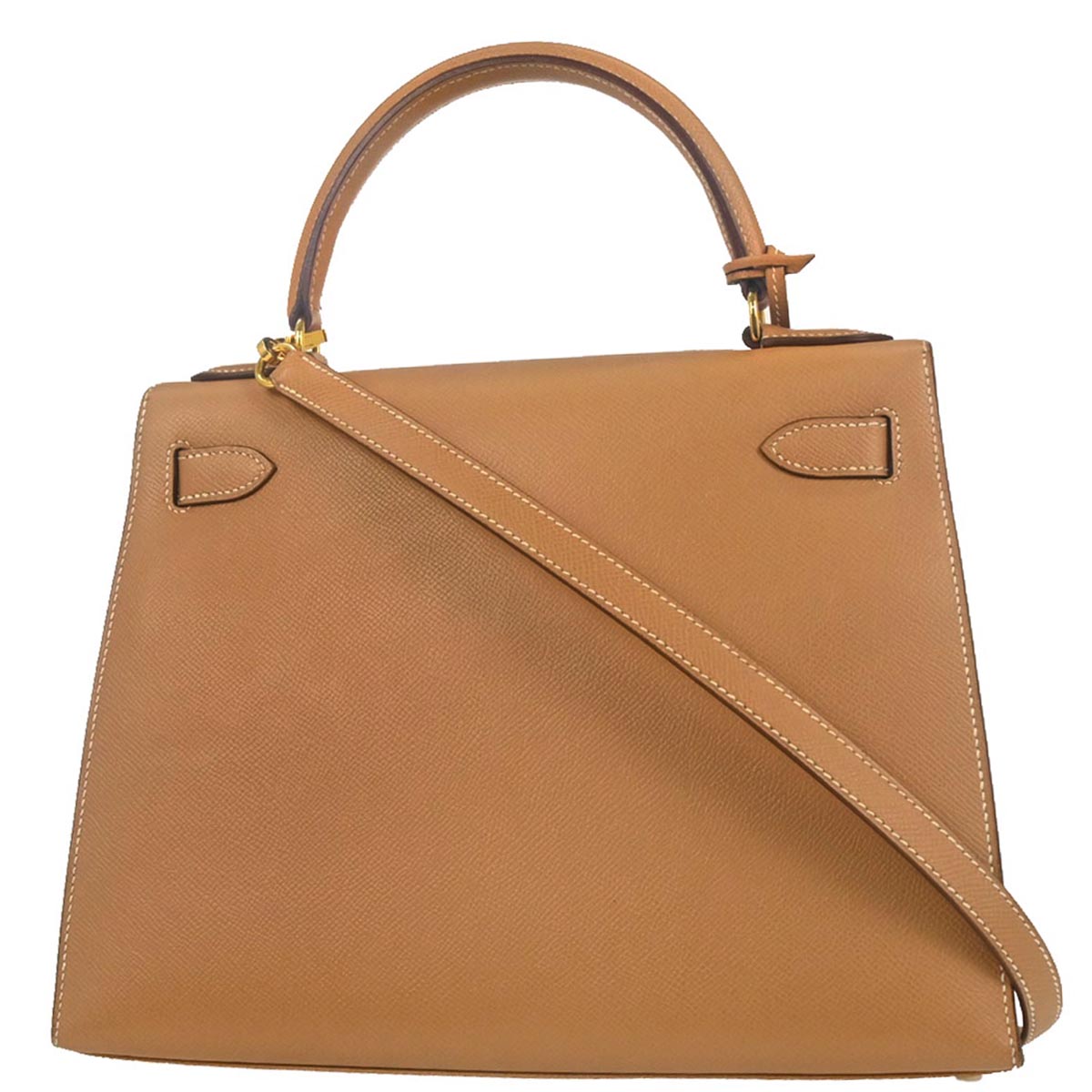 Hermes Natural Courchevel Kelly 28 Sellier 2way Shoulder Handbag