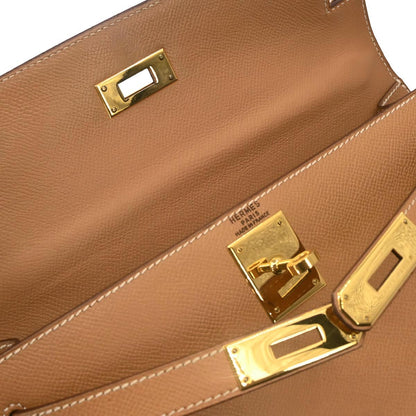 Hermes Natural Courchevel Kelly 28 Sellier 2way Shoulder Handbag